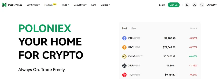 Главный экран Poloniex